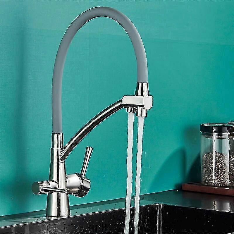 Matte Black Kitchen Faucet with Filtered Pure Water and Dual Outlet, 360 Rotate Pull Down Mixer Tap