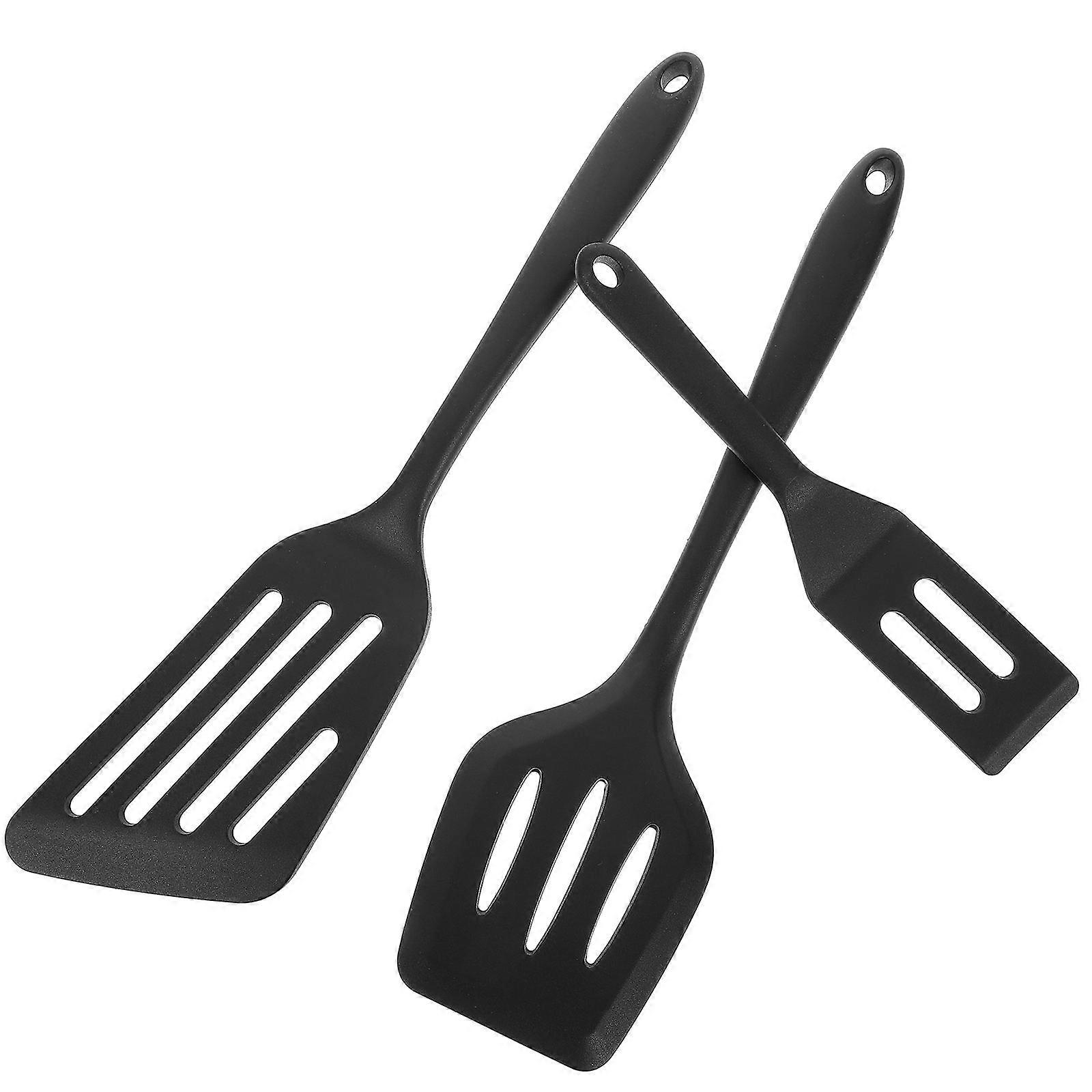 Silicone Frying Spatula Ergonomic Design Non-scratch Home Kitchen Cookware 34.5x9.5x1cm 3Pcs