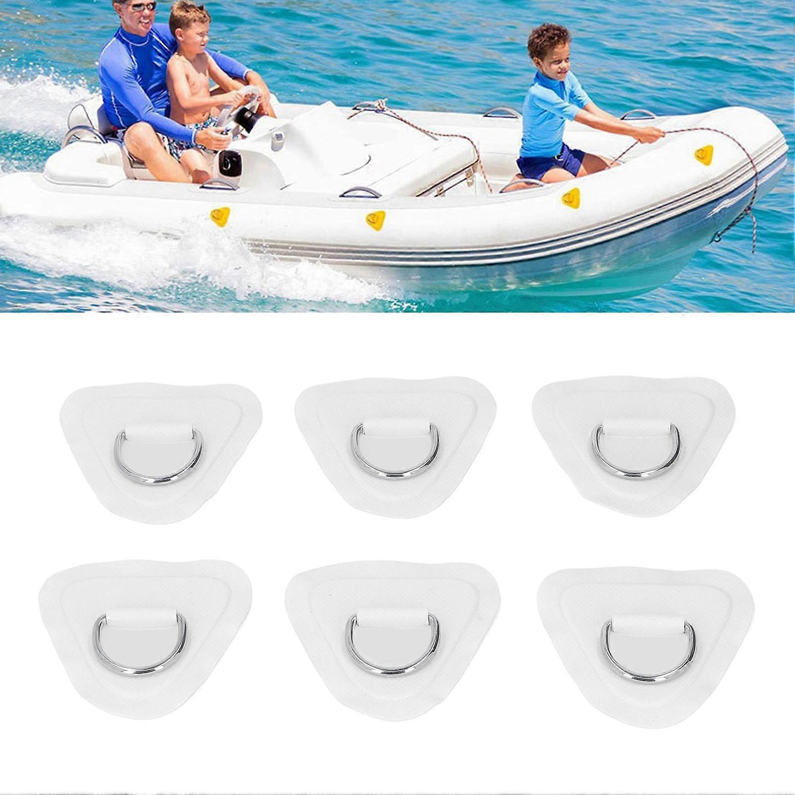 6Pcs PVC D Ring Patch Elastic Rope Set Stainless Steel D Ring Patch Bungee Cord Set for Inflatable Boats Canoes Kayaks Surfboards Vertical Paddle Boa