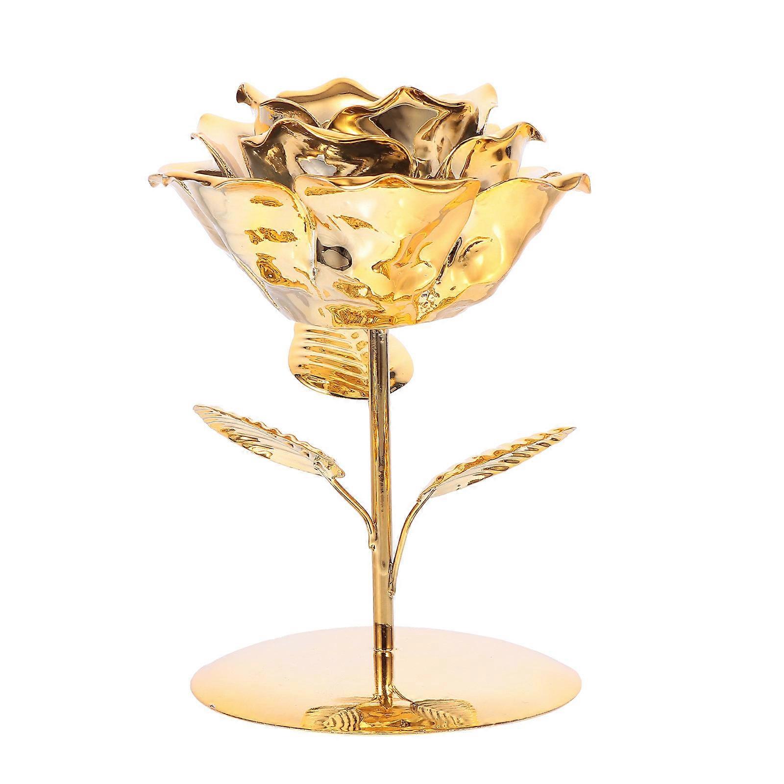 1Pc Golden Flower Candlestick Home Decor 13.6X10.3Cm Nordic Style Decorative Table Centerpiece