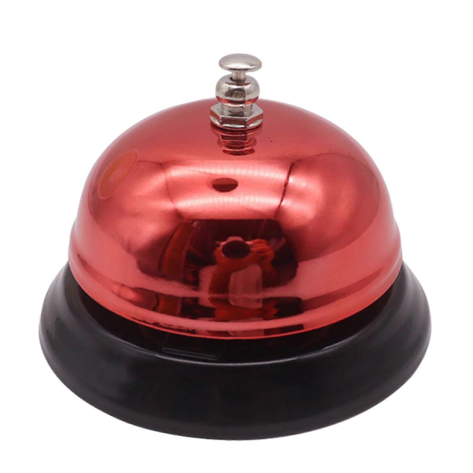 Service Bell Desk – Stainless Steel Call Bell, Classic Reception Plate For the Reception, Sturdy Steel Base, Office Warning Bell, Red Bell 85 Mm