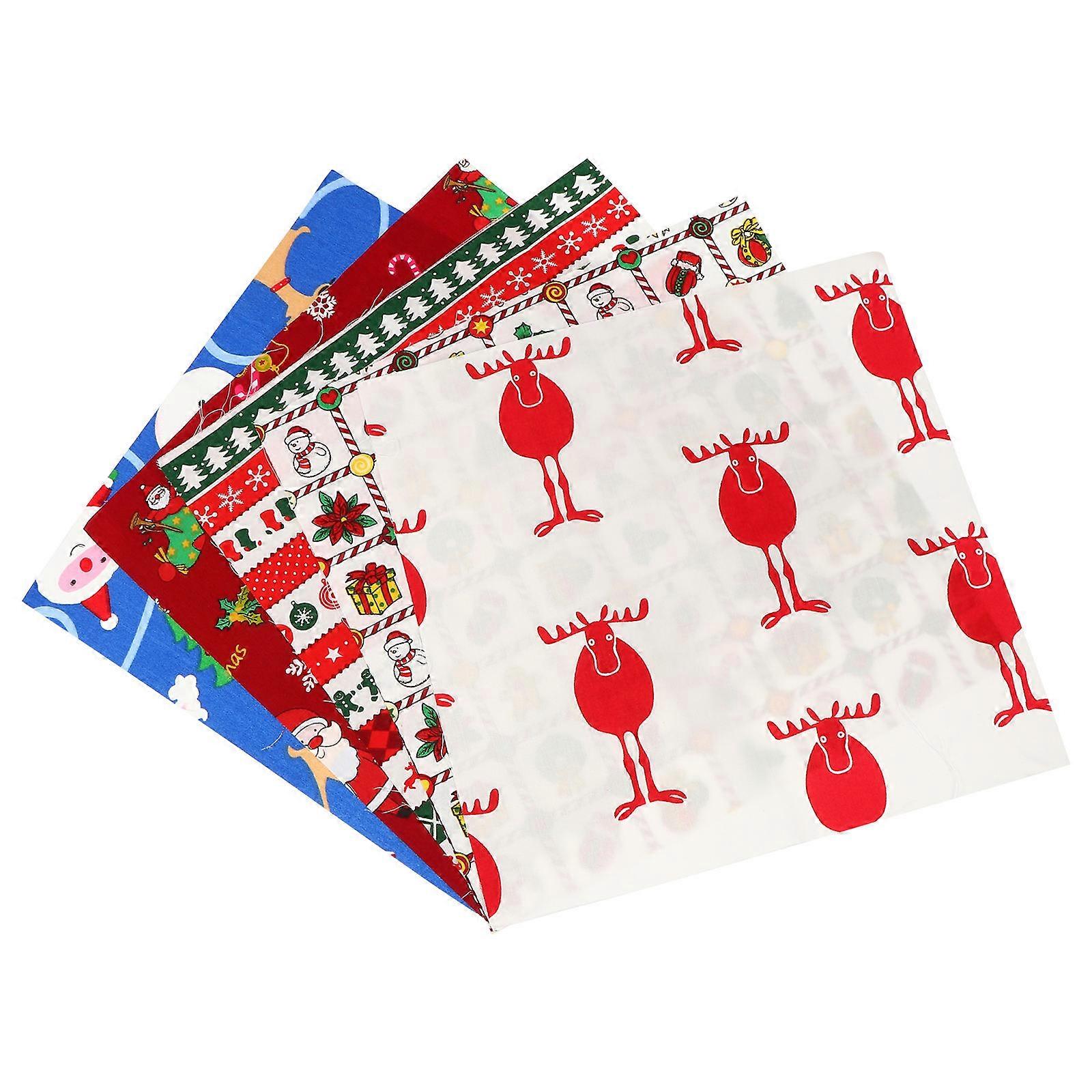 Patchwork Material Fabric Christmas DIY Crafting Red Cotton 5Pcs