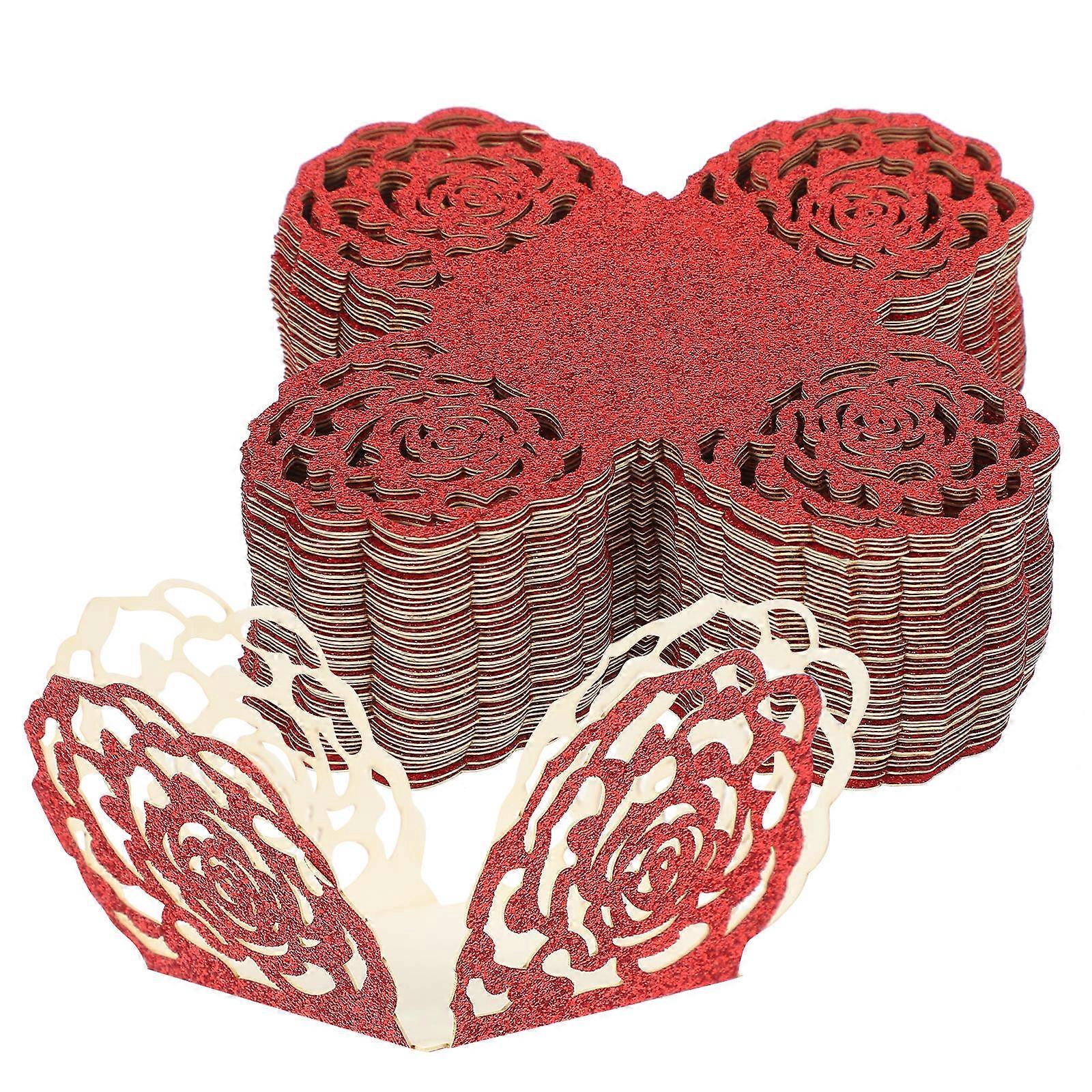 Chokolade Indpakninger Papir Bagekopper Bryllup Hul Design Rød 50stk