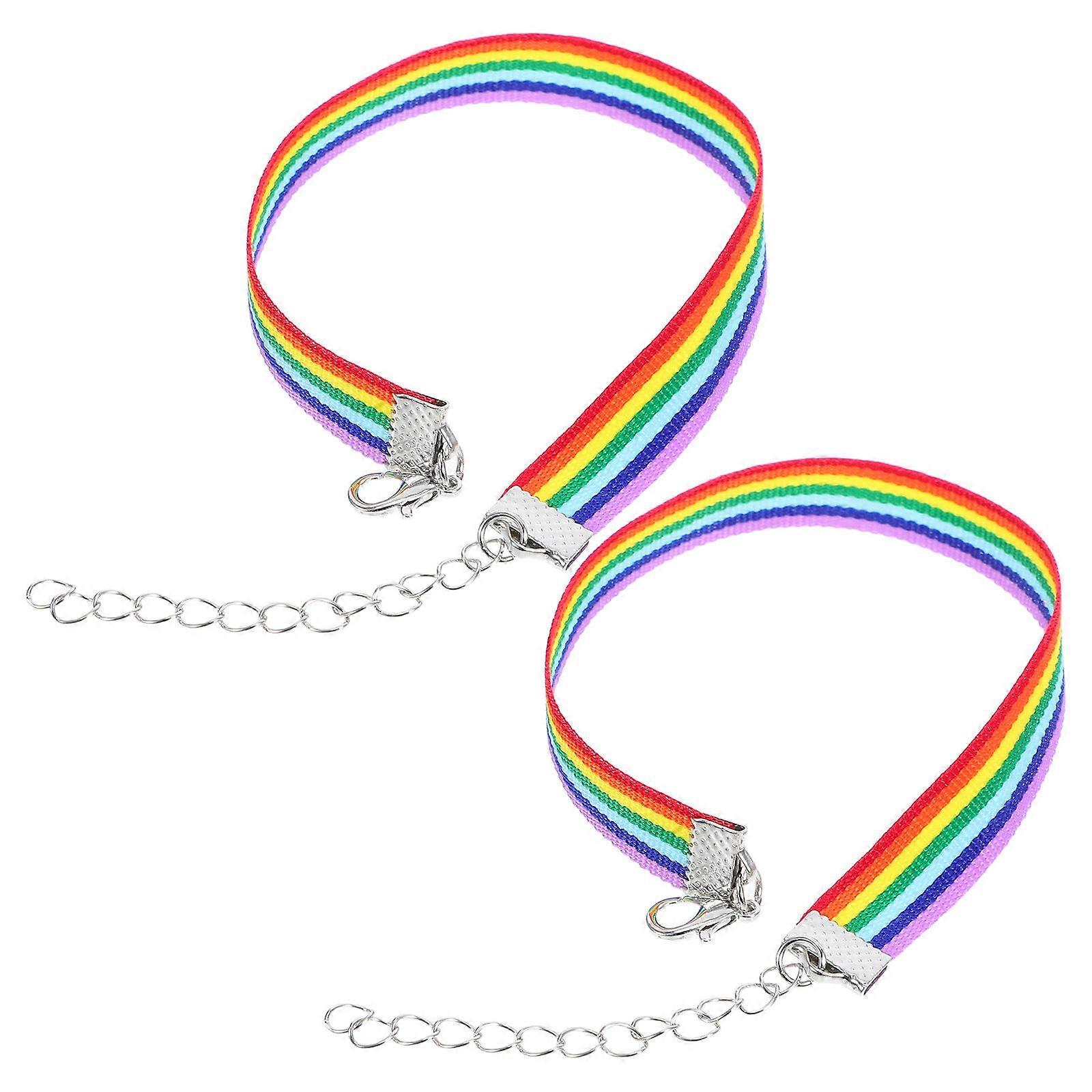 2pcs Colorful Rainbow Bracelet Wristband Chain for Men