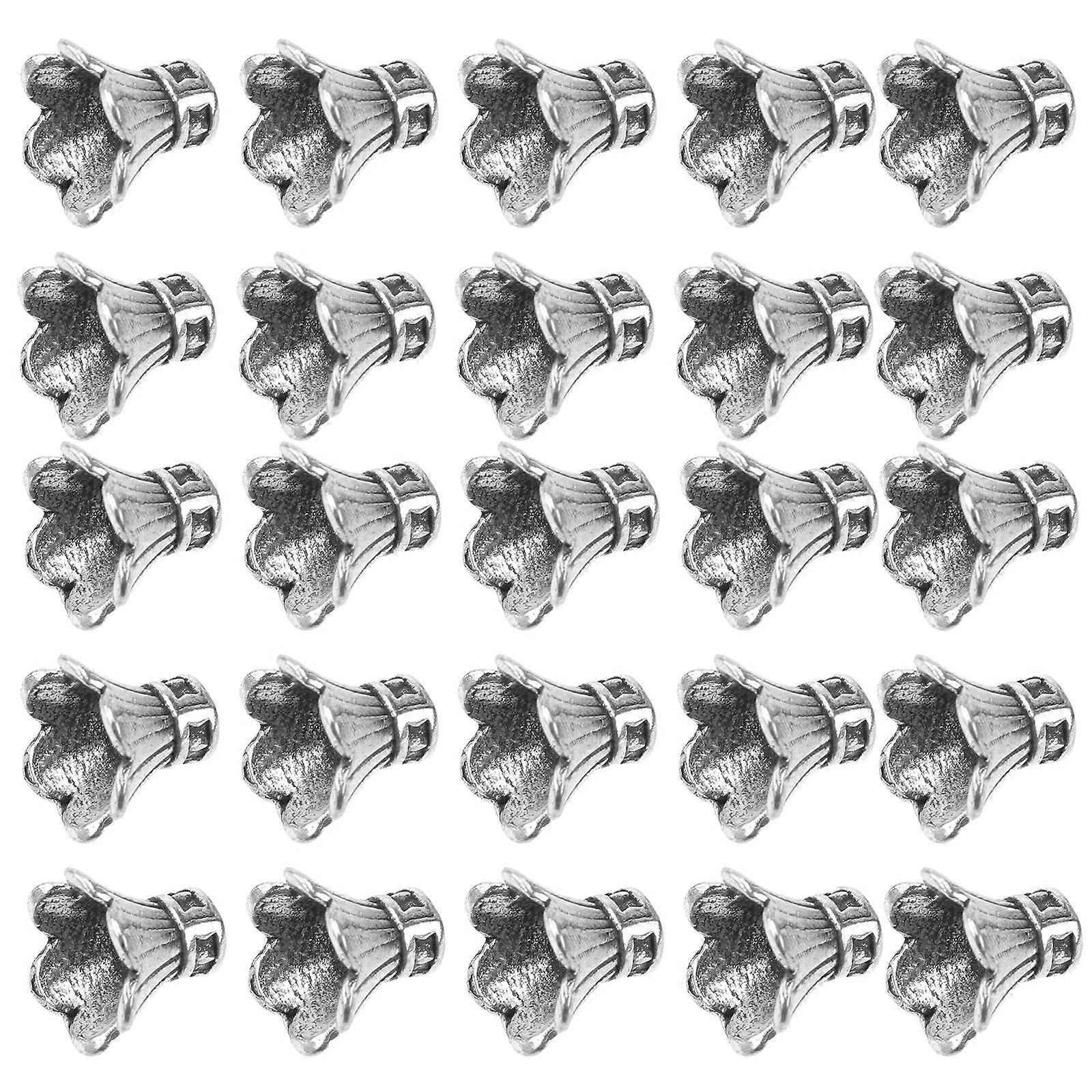 20pcs Olive Green Alloy Bead Caps for DIY Jewelry Making – Retro Style Ornaments for Bracelets, Necklaces & Earrings Craft Projects