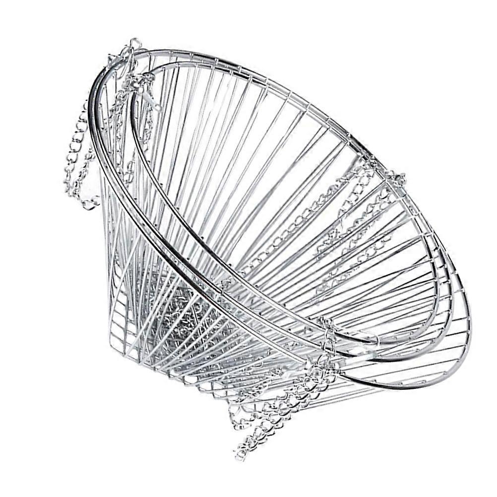 Silver Foldable 3 Layer Hanging Basket for Vegetable and Fruit Storage with Iron Material