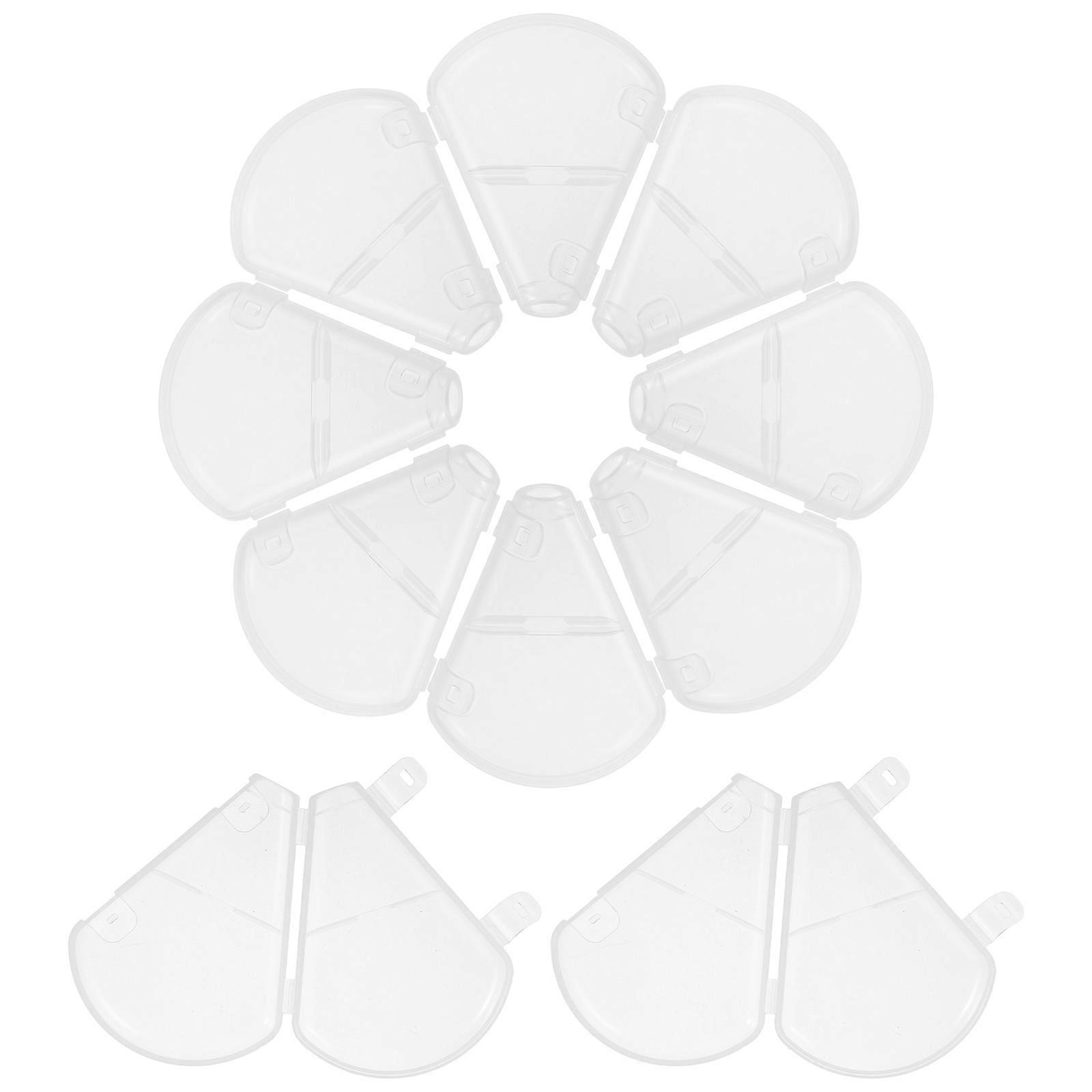 10pcs Transparent Plastic Makeup Brush Covers Dustproof Protector Caps for Fan Shaped Brushes Easy to Clean Replace
