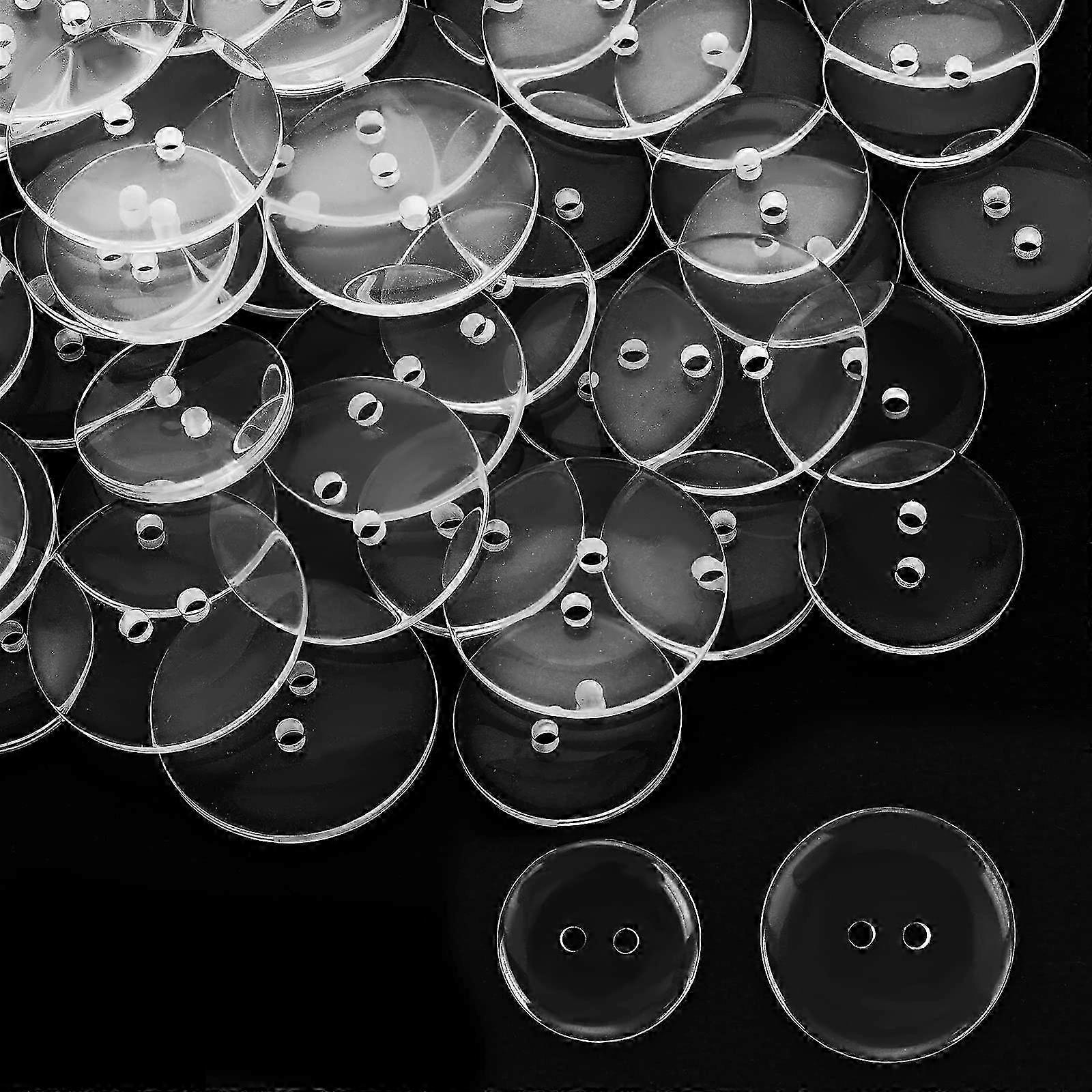 2025 50 Pcs Clear Buttons, 2 Hole Buttons Round Resin Sewing Buttons Shirt Buttons (2 Sizes, 20mm 25mm)