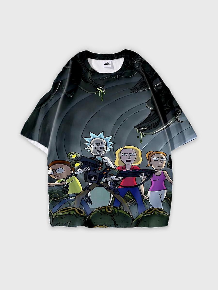 T-shirt round neck Animation Character Pattern loose short sleeve E2047