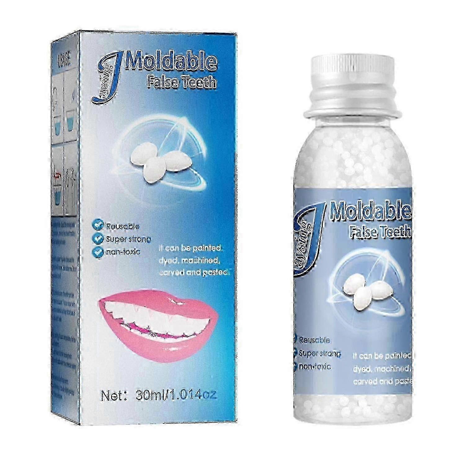 30ml Tvarovatelné umělé zuby Bílé částice Opakovaně použitelné Netoxické Dočasně Vyplňte Znovu Získejte úsměv