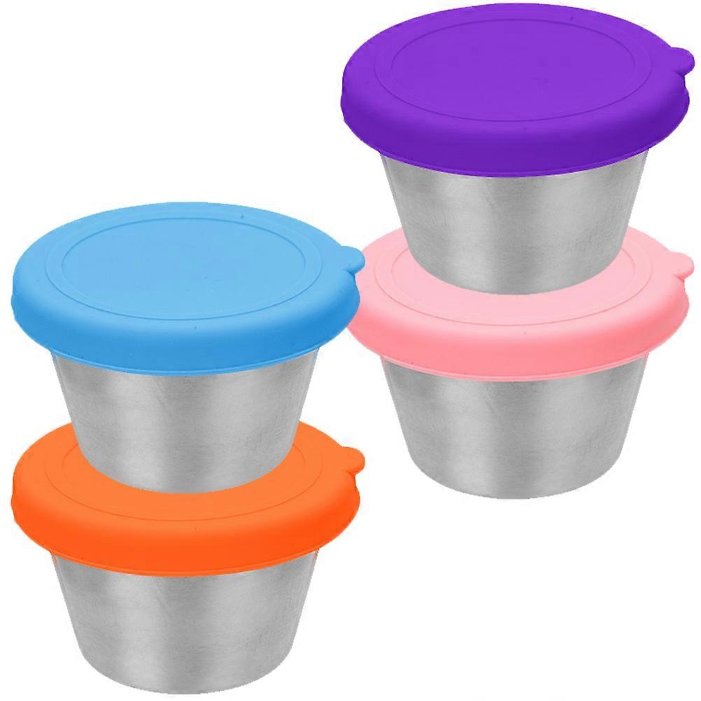 4Pcs Stainless Steel Dipping Bowls Multi function Sauce Cups for Home Use