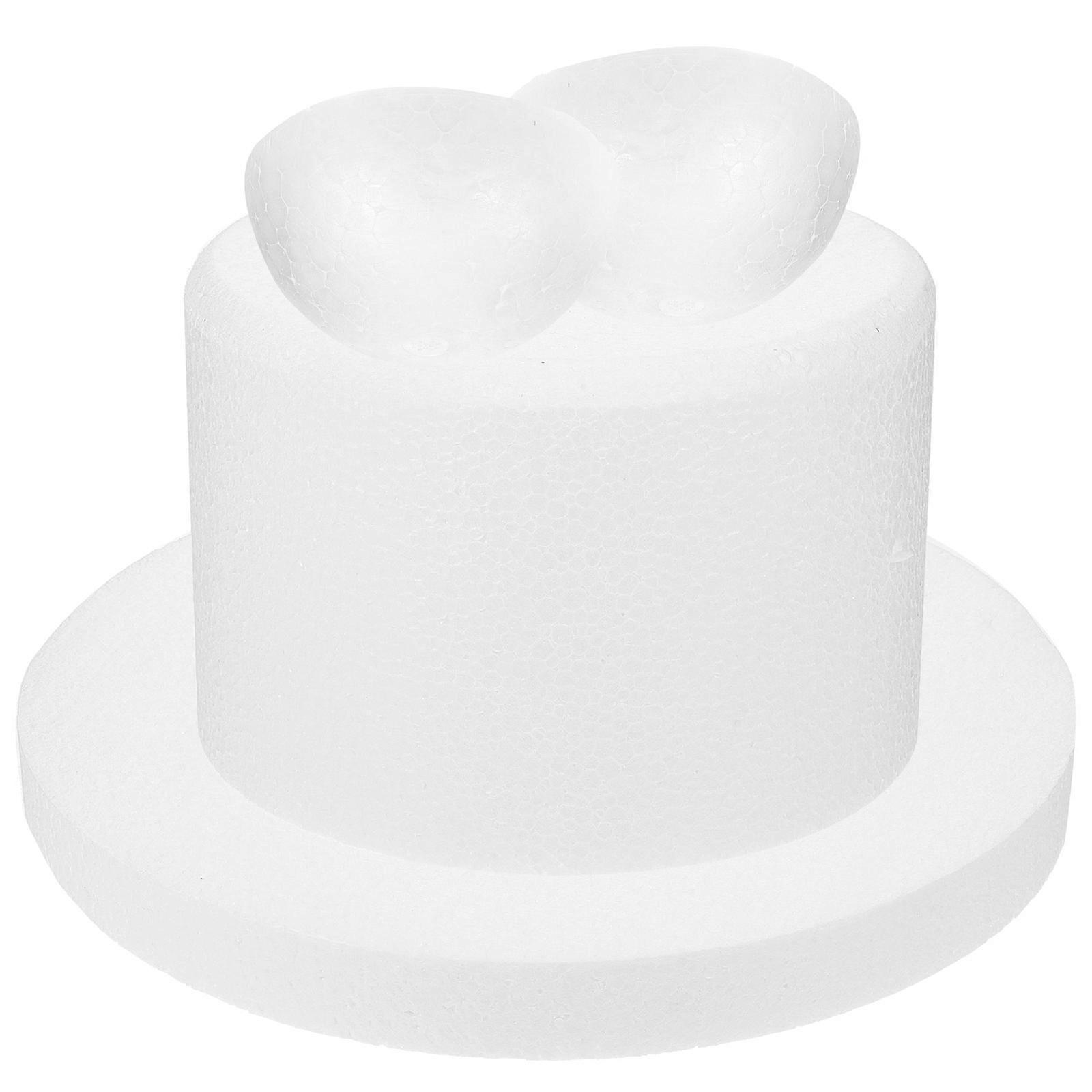 Decorative Cake Model Polystyrene Foam for Gift Making Round Cornered Cake Shape 7.86X7.86X6.29IN 1Pack