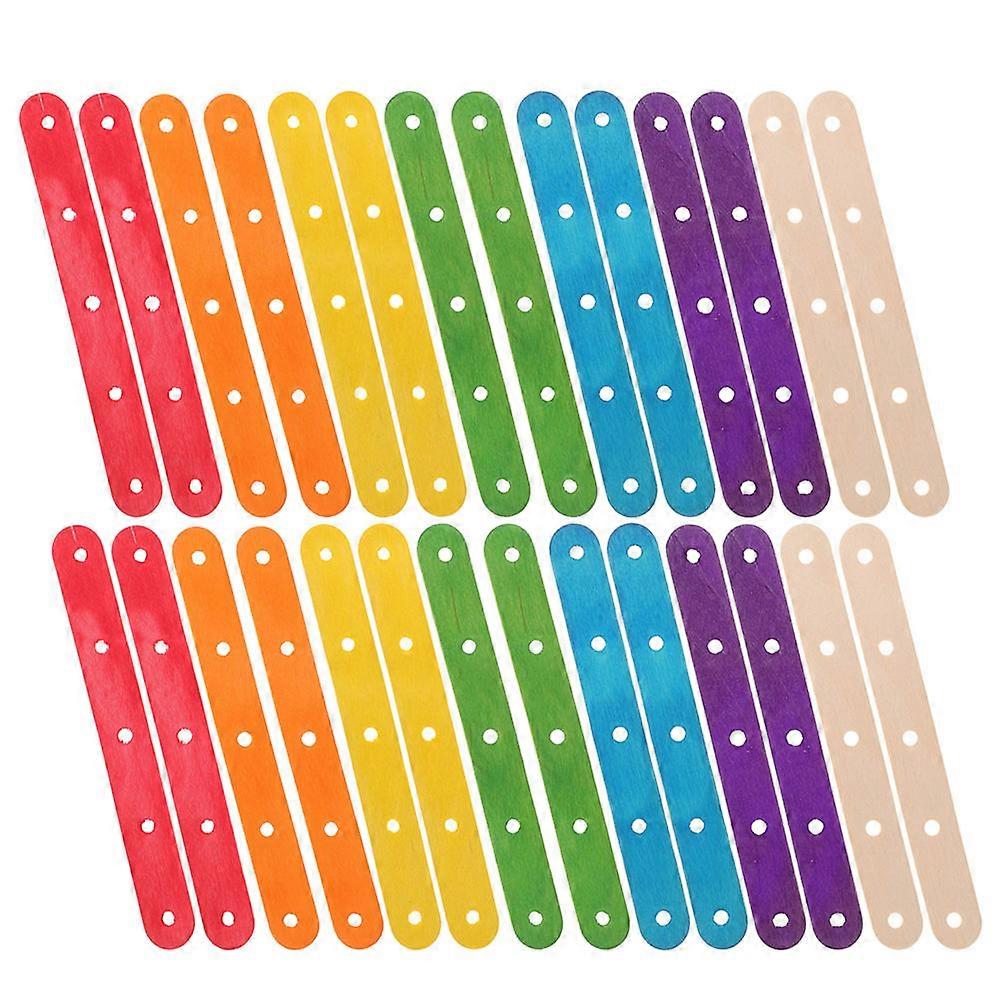 Wooden Craft Sticks with Holes 200pcs Rainbow & Natural Pre Drilled Sticks for DIY Crafts, Model Making, and Art Projects Easy Assembly, Multi