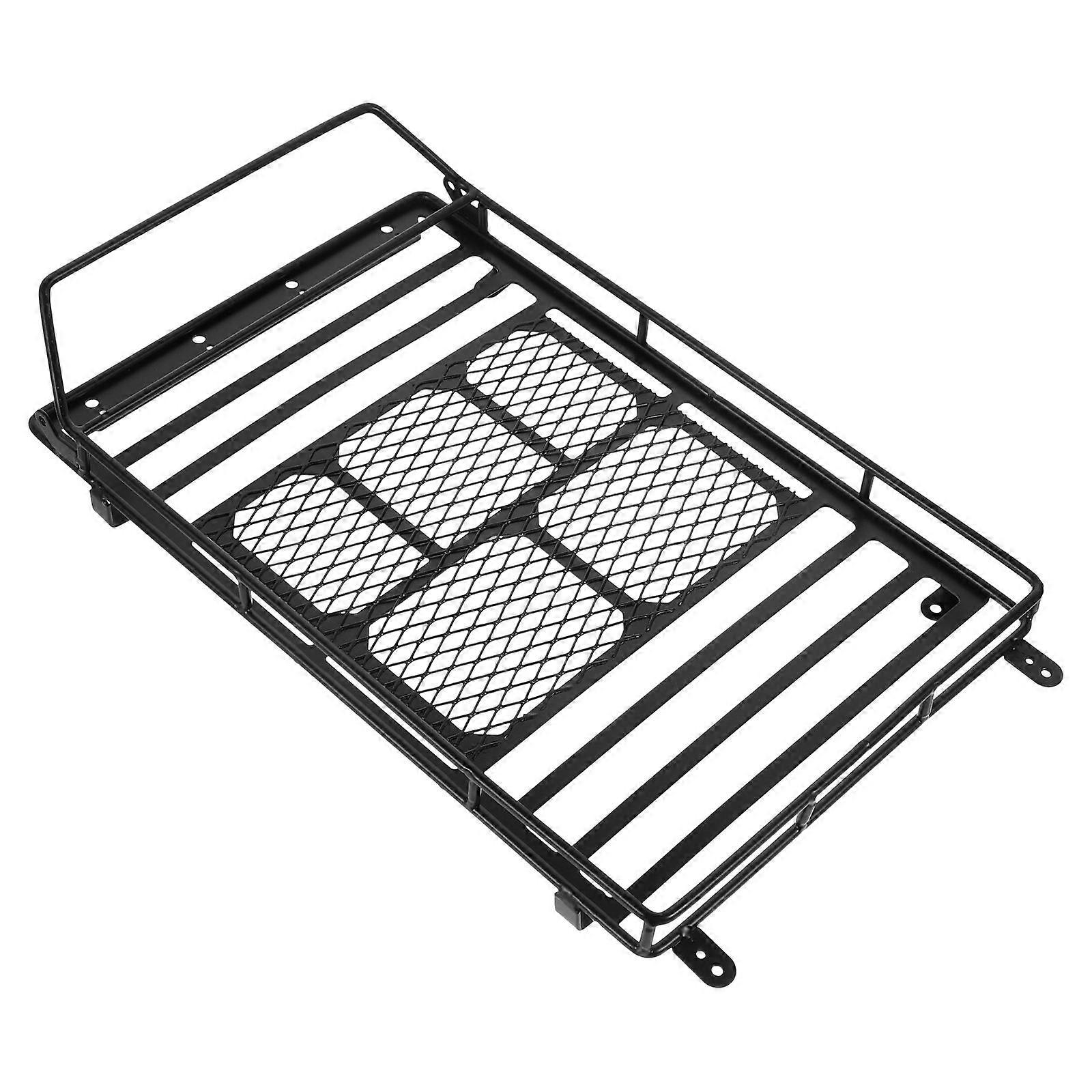Black Metal Roof Storage Rack for 1:10 RC Crawler Car with Durable Lightweight Design and Strong