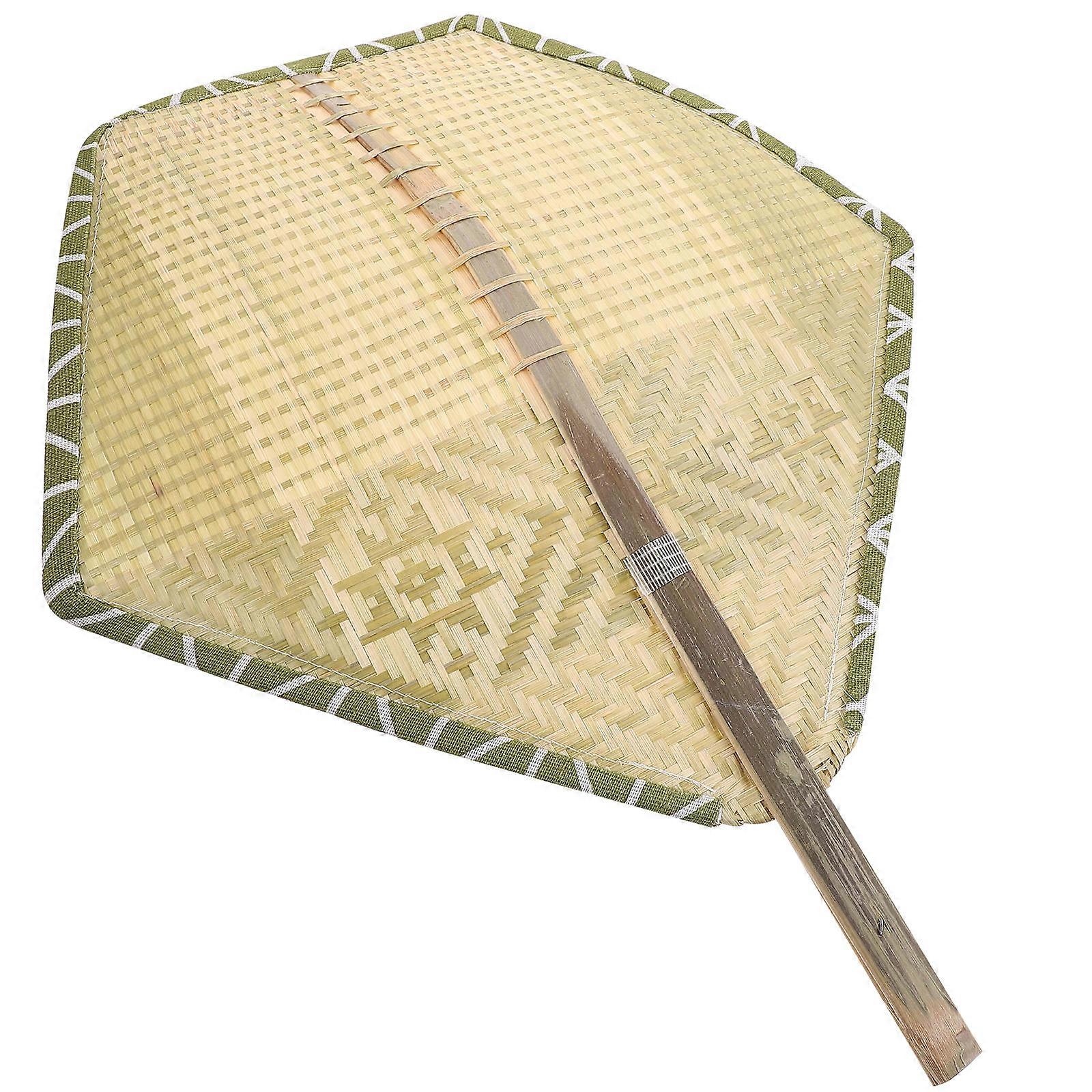 Handheld Bamboo Fan for Cooling Portable and Lightweight Beige Hand Woven Fan Ornament 7.8 Inches