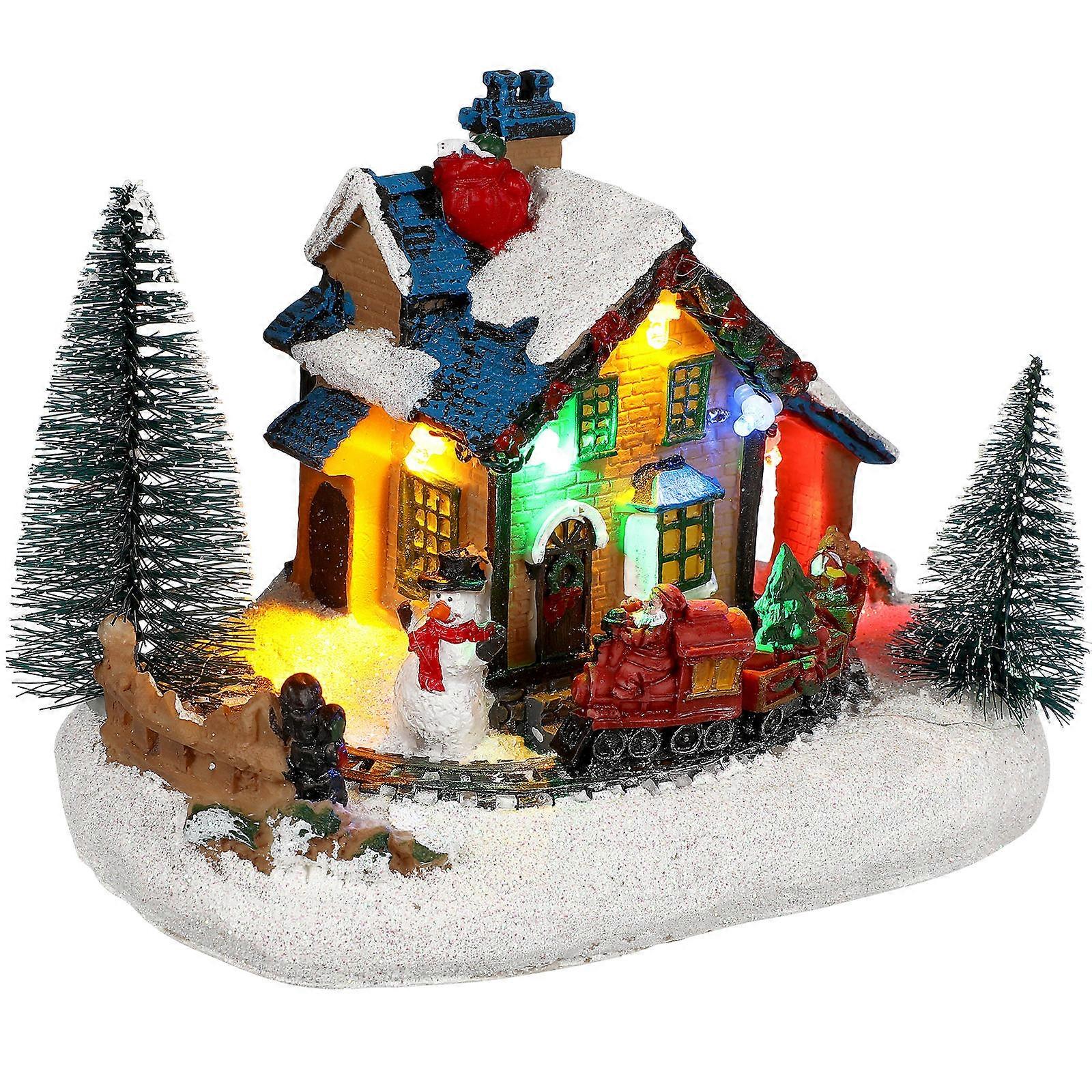 Glowing Christmas House Adornment with Luminous Design for Festival Atmosphere Building Assorted Color Resin