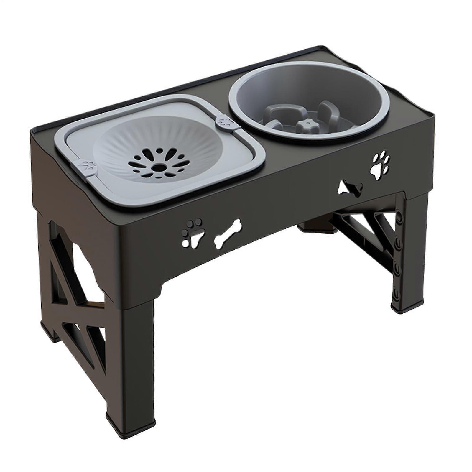 Elevated Pet Feeding Bowl Stand with Slow Feed Design for Small to Medium Dogs and Cats, Adjustable Height, Durable Material