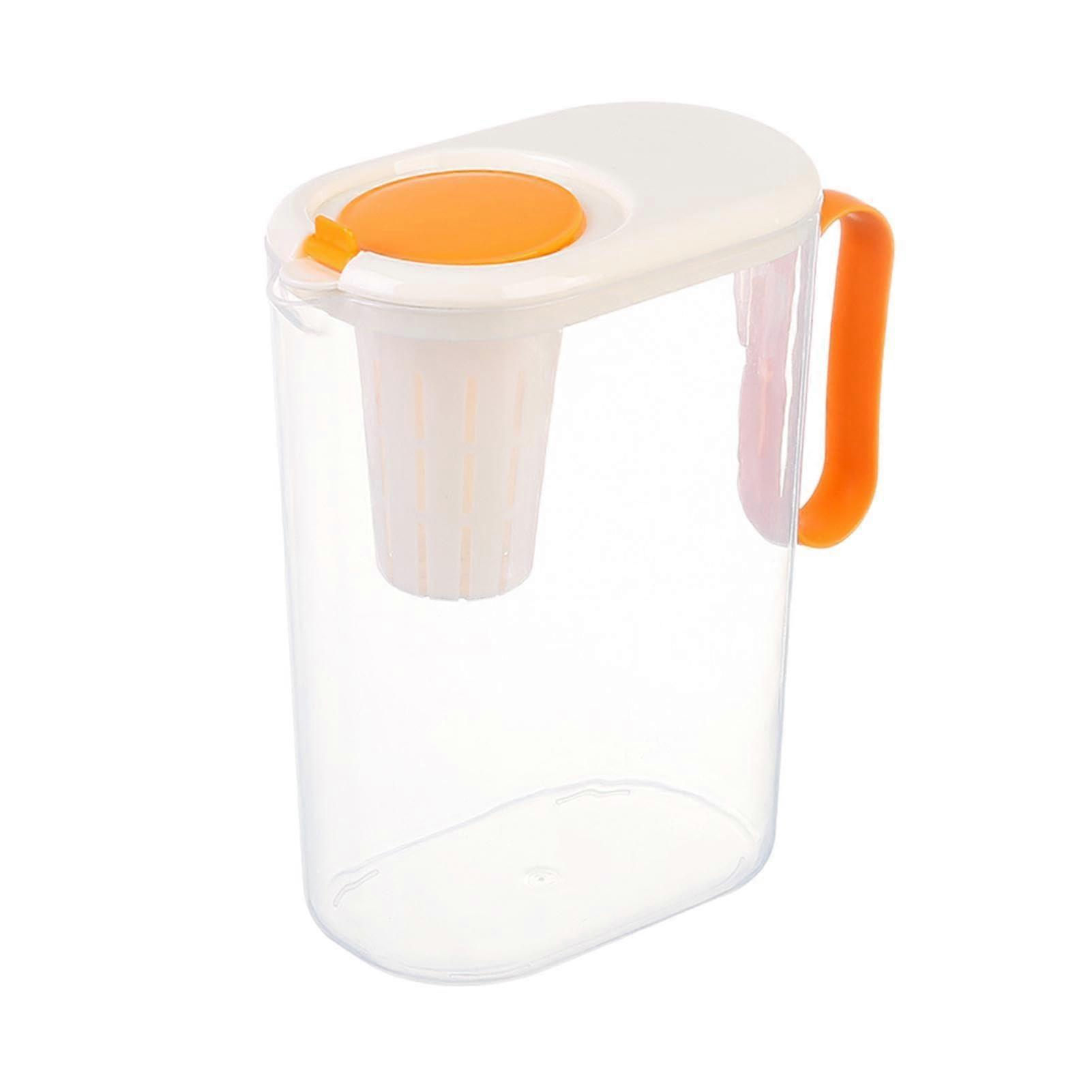 Iced Tea Jug 2L Clear Pitcher with Lid and Handle, Large Water Filter Jug for Home and Kitchen, 20cm x 15cm x 10cm