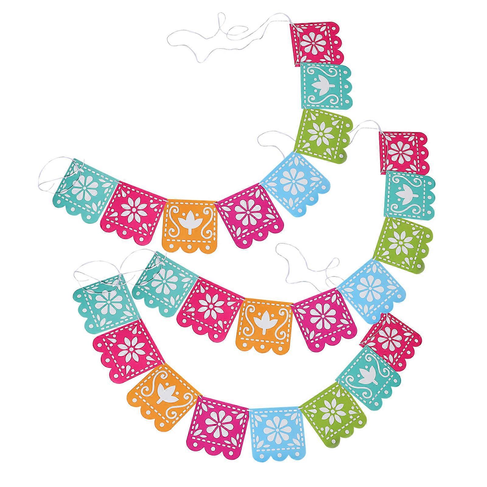 Day Of The Decorations Mexican Party Banner Multi-Colored 14.00X13.80X0.10CM Scene Setting 3 Sets