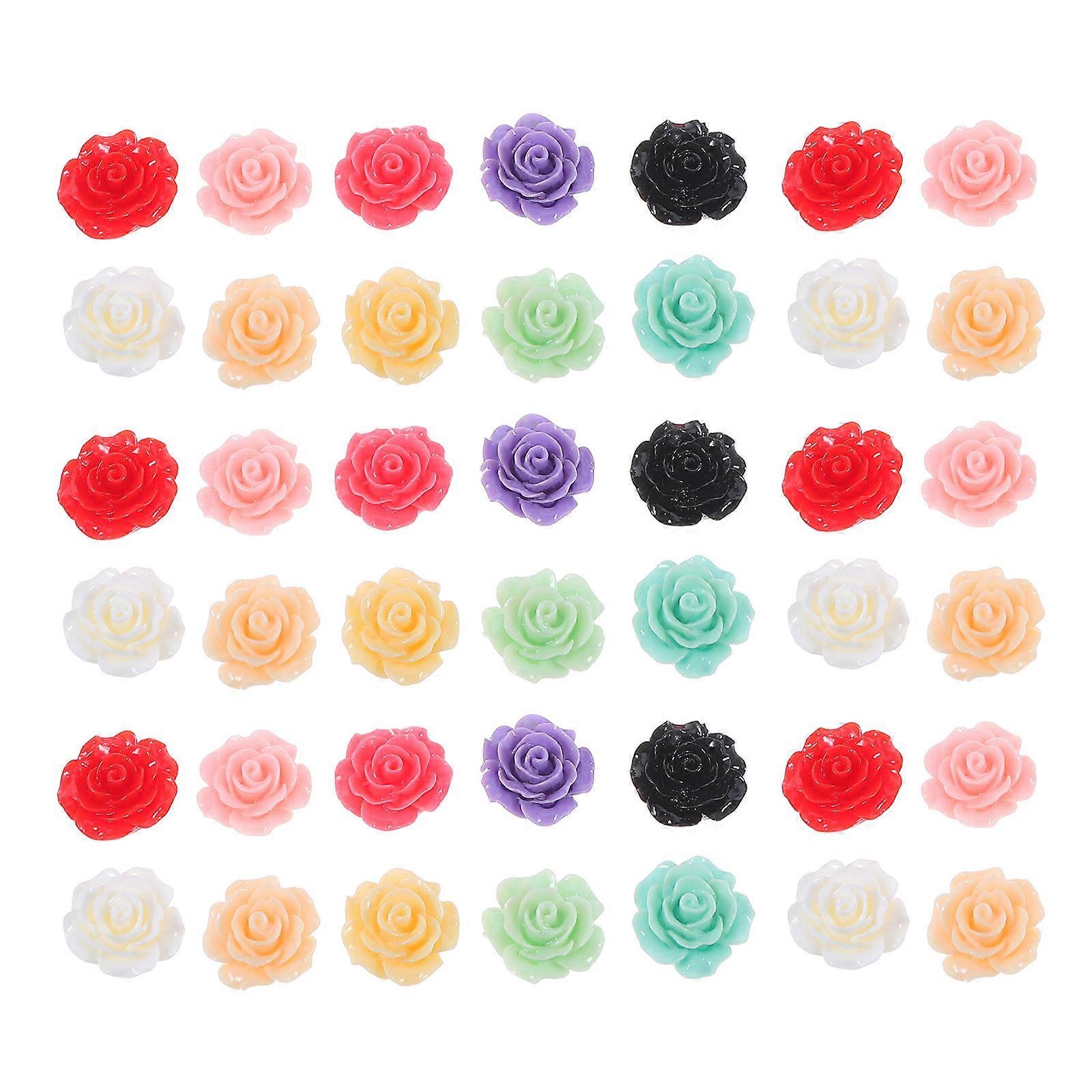 Assorted Color Resin Rose Beads Flatback Flowers for DIY Crafts, Jewelry Making, Phone Cases, and Scrapbooking – Durable Cabochons Pack of 100