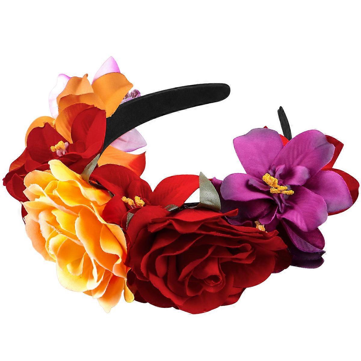 Comfortable to Use Flower Crown Garland Headpiece for Wedding and Costume Parties Styled for Women in Multi Color 1PC