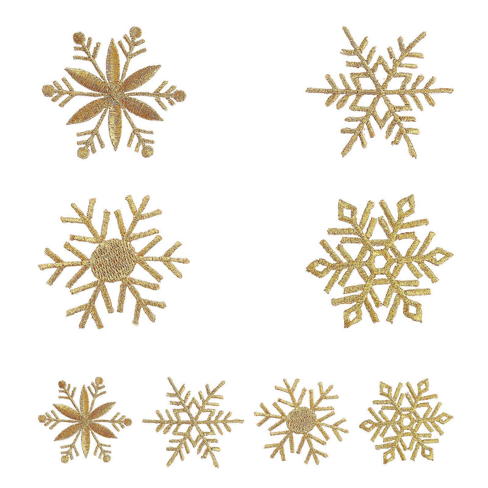 Embroidered Patches For Clothes Snowflake Embroidery Patch Diy Applique Patch Christmas Photography Props Polyester Thread 8Pcs
