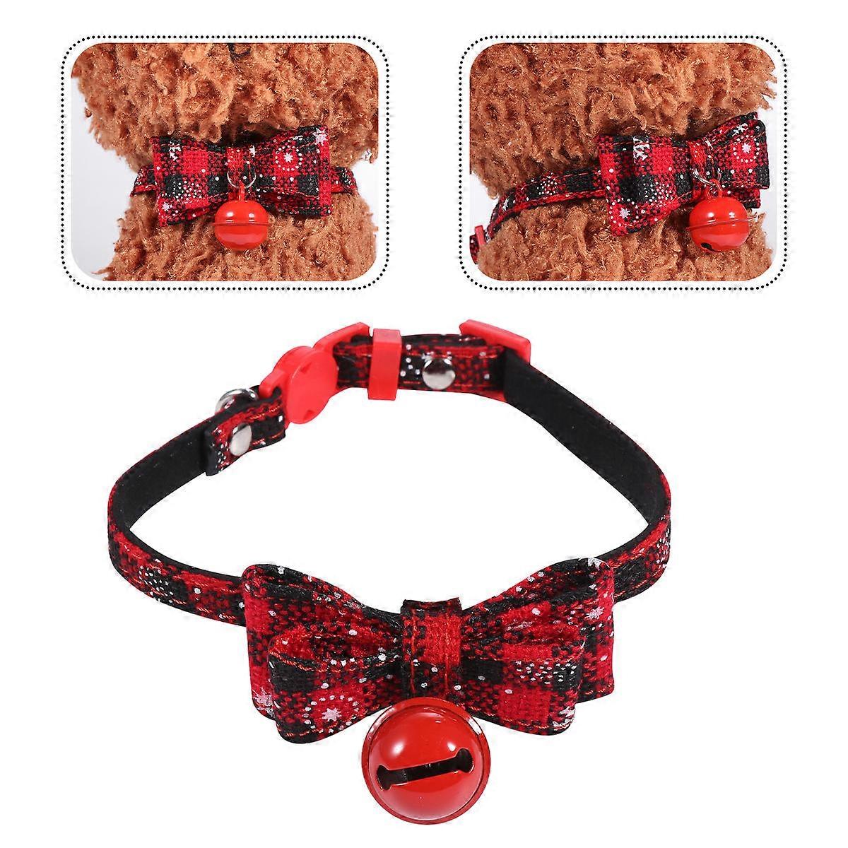 Christmas Dog Collar with Bell – Adjustable Soft Cloth Pet Collar for Cats, Kittens, and Puppies – Durable & Fashionable Holiday Accessory for Pet