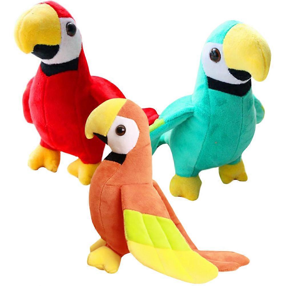 Parrot Plush Toy 3Pcs Assorted Color Stuffed Animals Doll for Home Use Vivid Parrot Design
