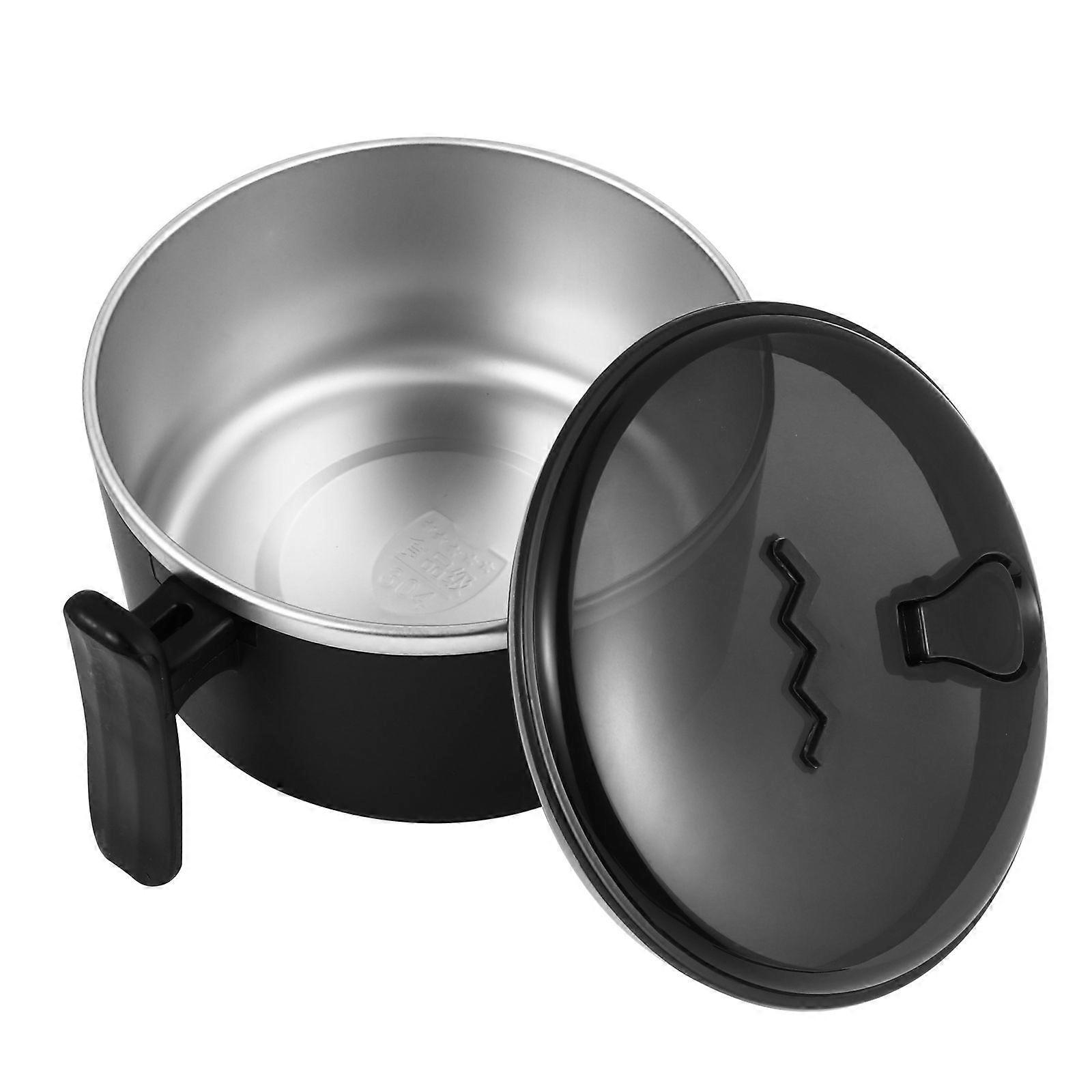 Instant Noodle Bowl with Handle and Lid, Lightweight Portable Stainless Steel Soup Container, Black, Ideal for Storage Use