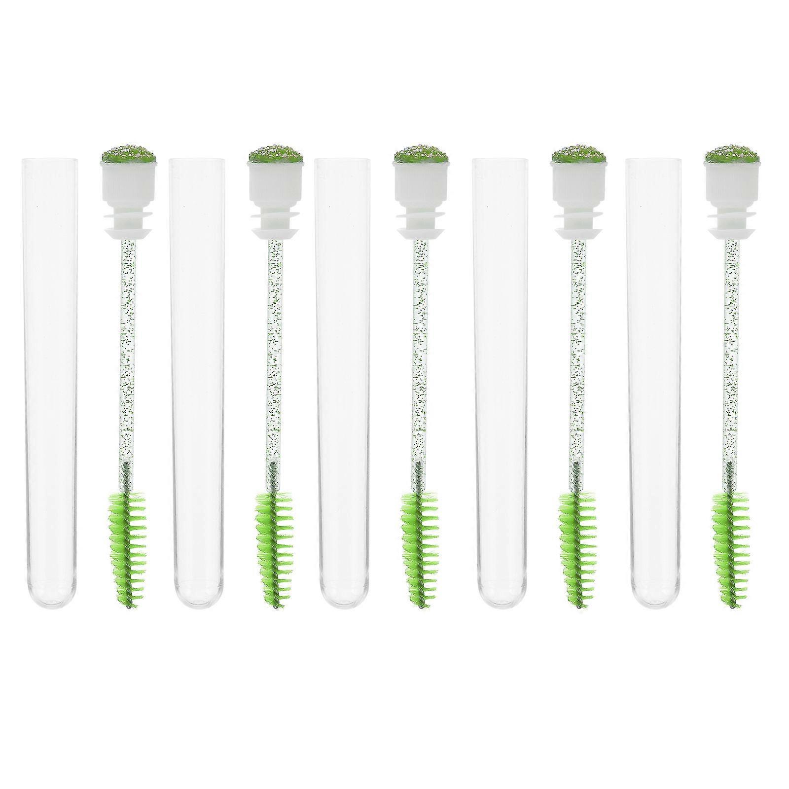 Green Eyelash Brush with Ergonomic Handle for Home Use Easy to Hold and Travel Size 10pcs Plastic