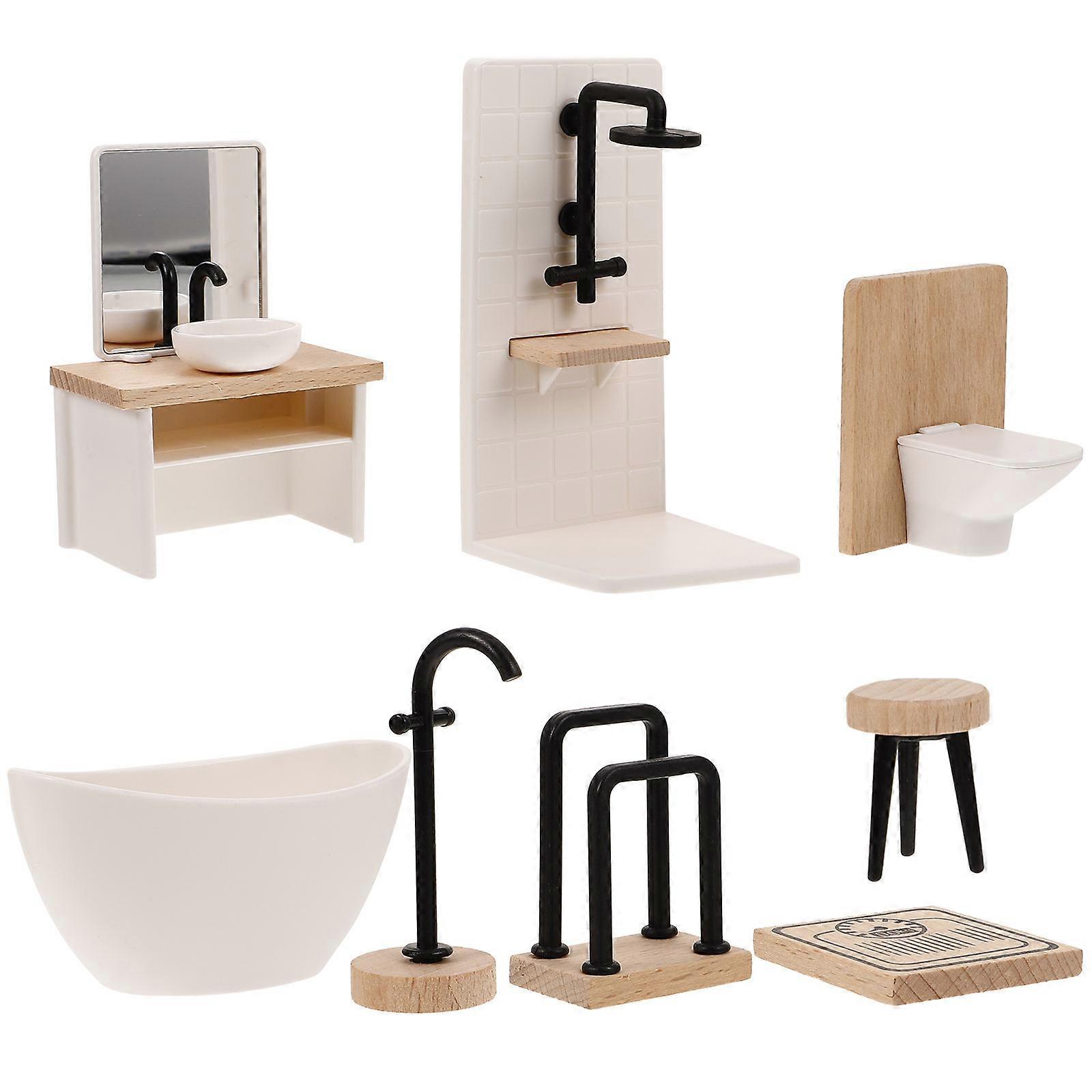 Scale Miniature Bathroom Accessories Dollhouse Furniture Set with Decor for Home Decoration and Scene Props