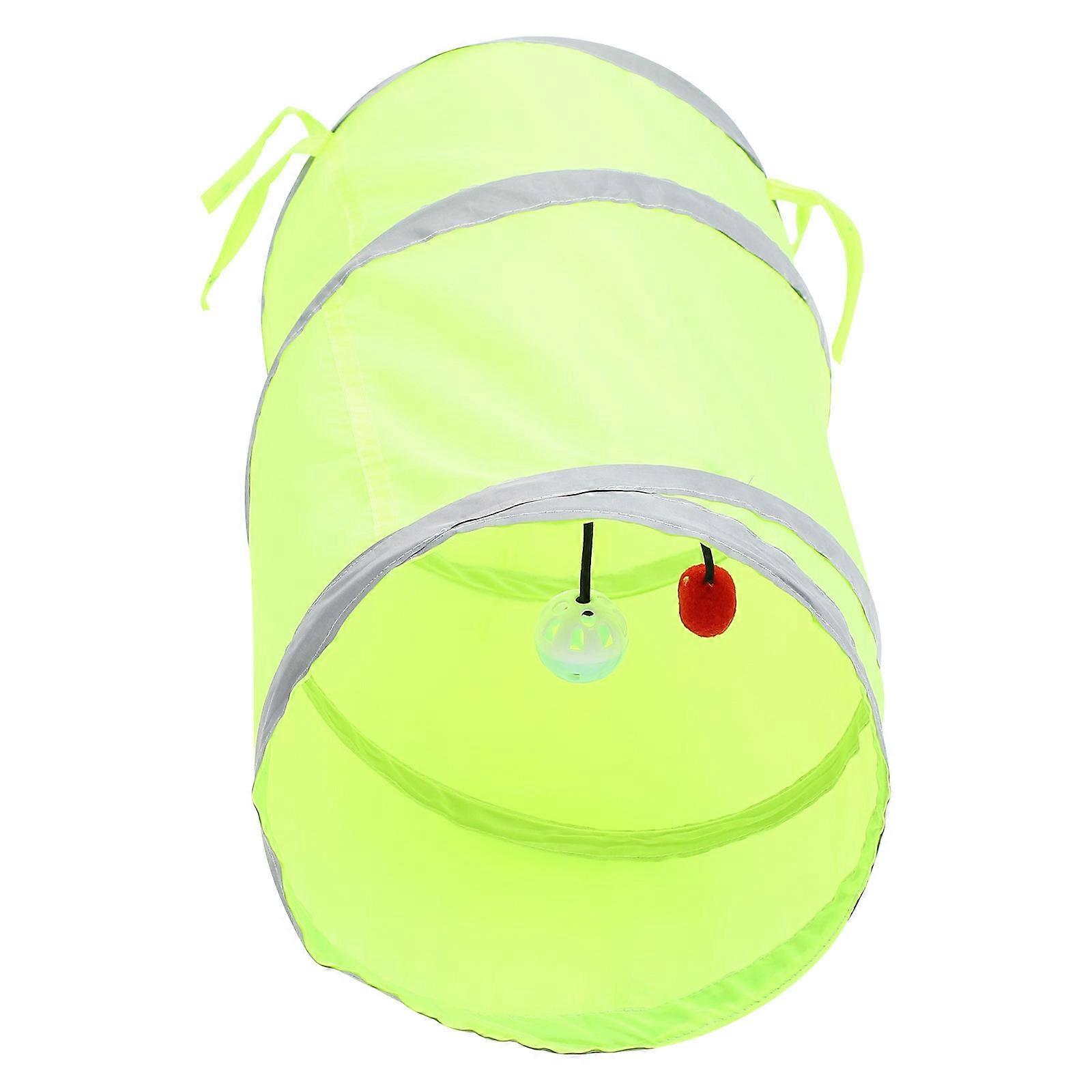 Compact Kitten Tunnel Toy For Pet Cats In Light Green Color Perfect For Home Playtime With Scratch Resistant Function 1Pack