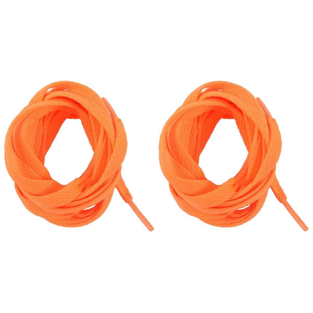 2X Trainers Replacement 8mm Wide Orange Flat String Shoelace Pair