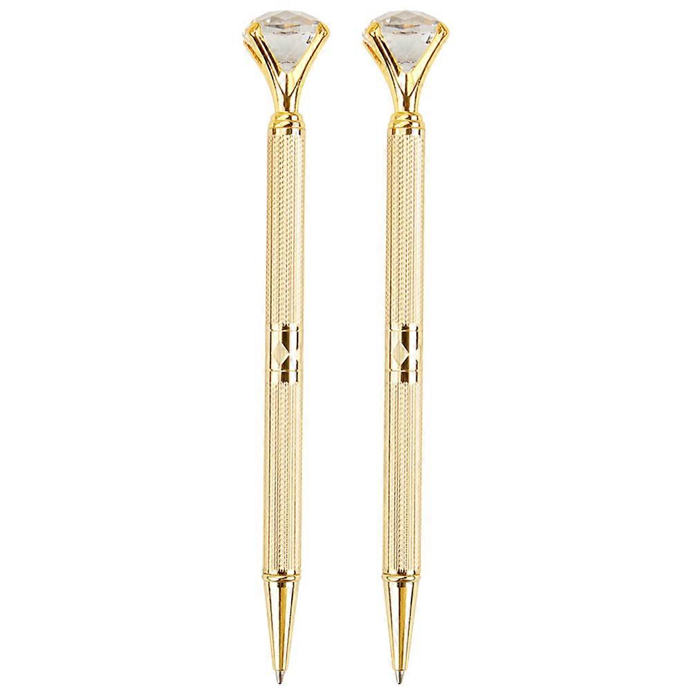 Ballpoint Pens Fine Point Pen for Writing 2Pcs with Golden Diamond