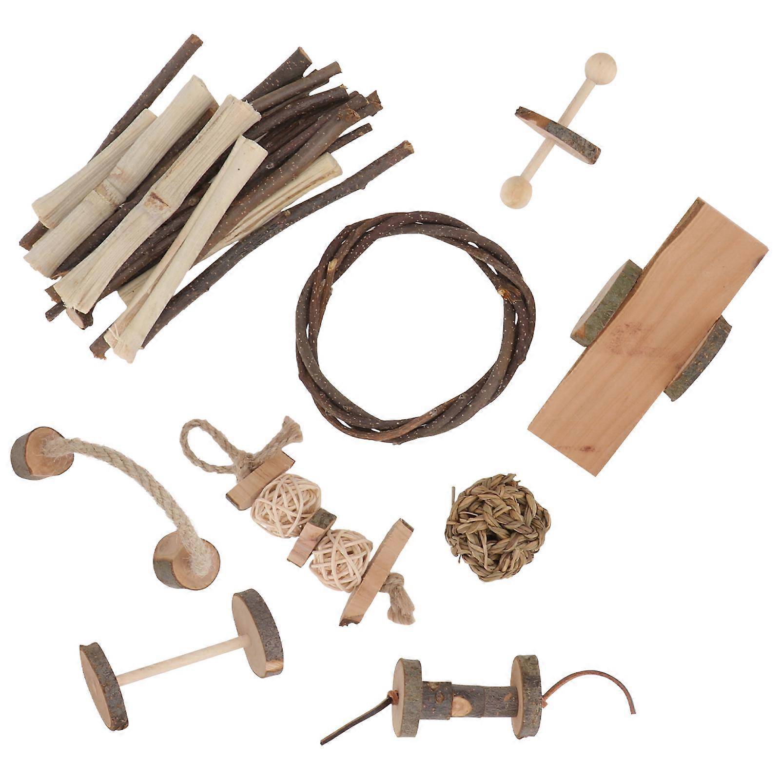 Pet Chew Toys for Hamsters, Multi-functional Wooden Items for Small Animals
