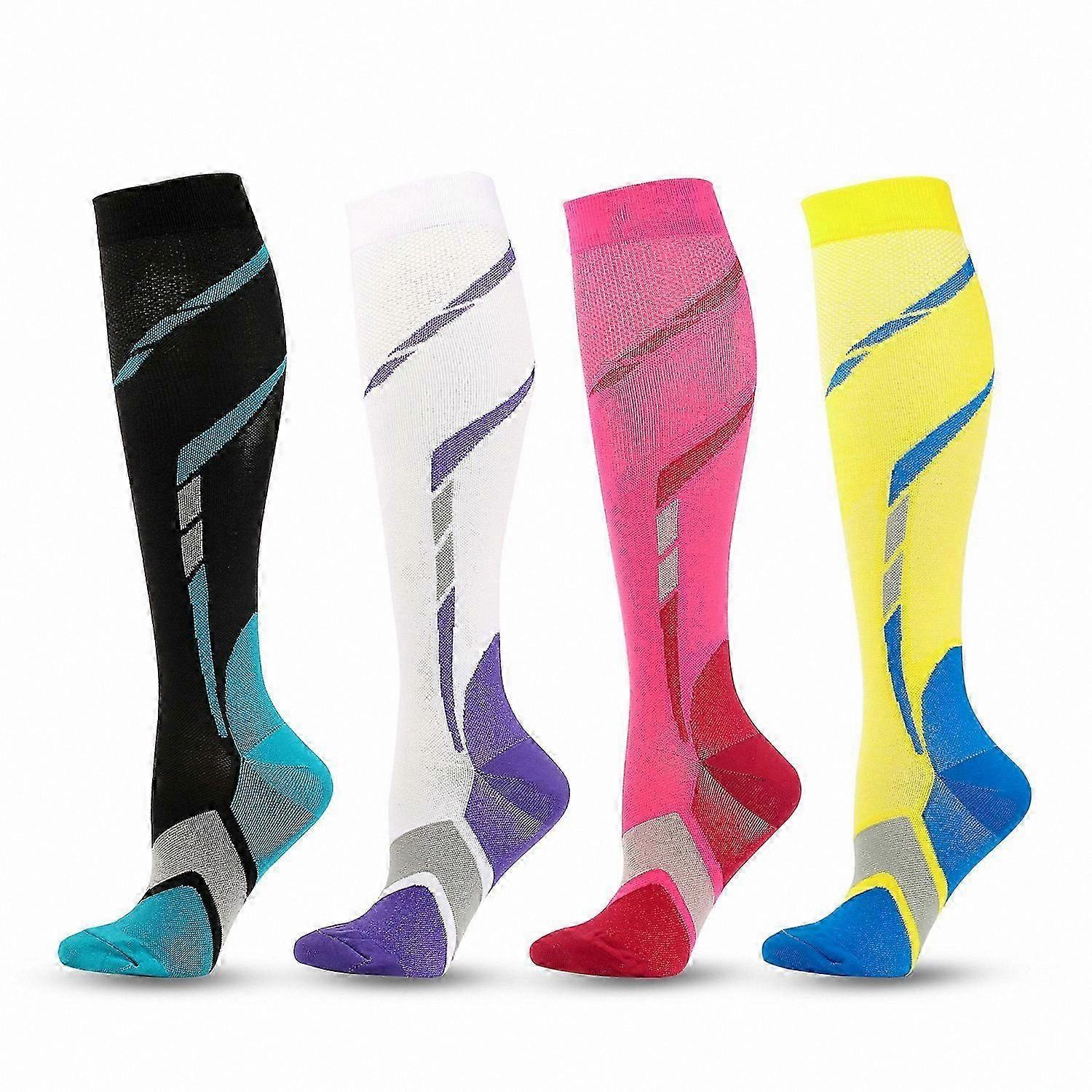 4-Pack Elastic Compression Socks for Sports and Daily Use
