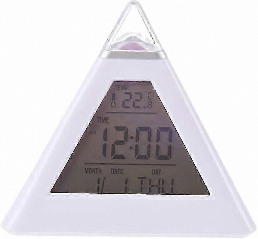 Pyramid Digital Alarm Clock for Kids, 7-Color LED Display with Backlit Screen and Snooze Feature