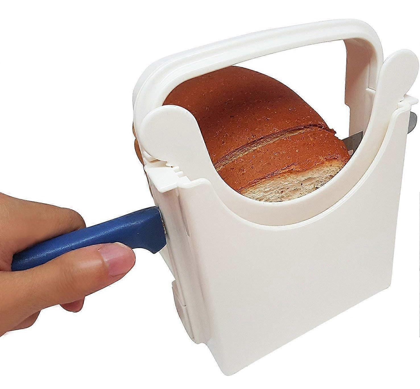 Bread Cutter Guide with Rubber Feet, Padding, EBook Foldable Adjustable to 5 Thicknesses