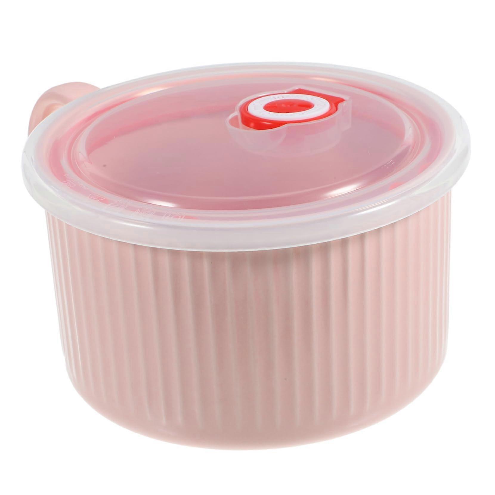 Ceramic Soup Bowl with Handle and Ventilated Lid Practical Pasta Bowl for Home Lunch and Bento Boxes Dishwasher Safe