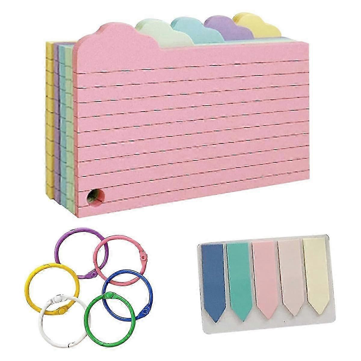 250PCS Index Cards Flash Card with 3 X 5,Colored Card with Ring Ruled Index Note Cards for Office School-Good