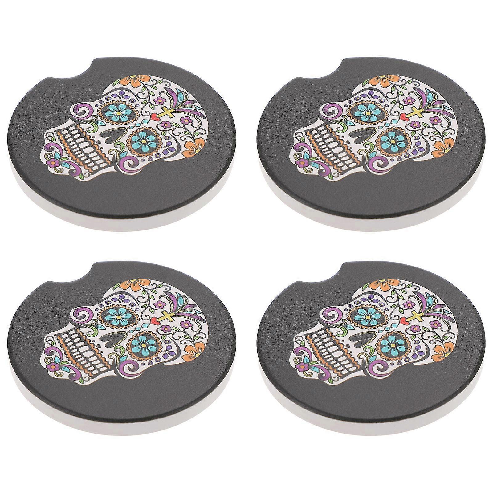 Square Cup Mats For Office Use With Assorted Color Design Storage 4Pcs