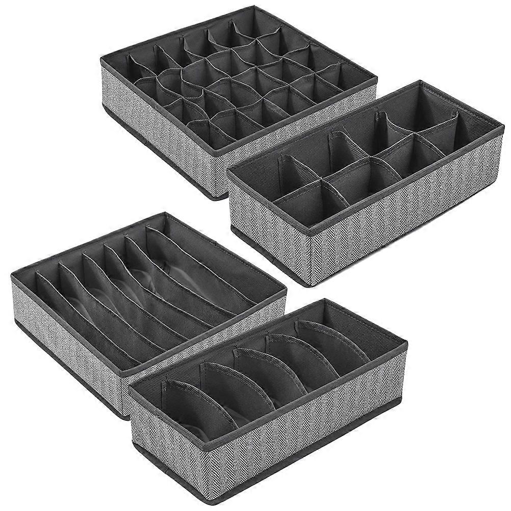 Practical Fabric Drawer Organizers For Closet And Drawer Usage Sized 33X15X9.5CM With 8-Grids And Foldable Design 4Pcs