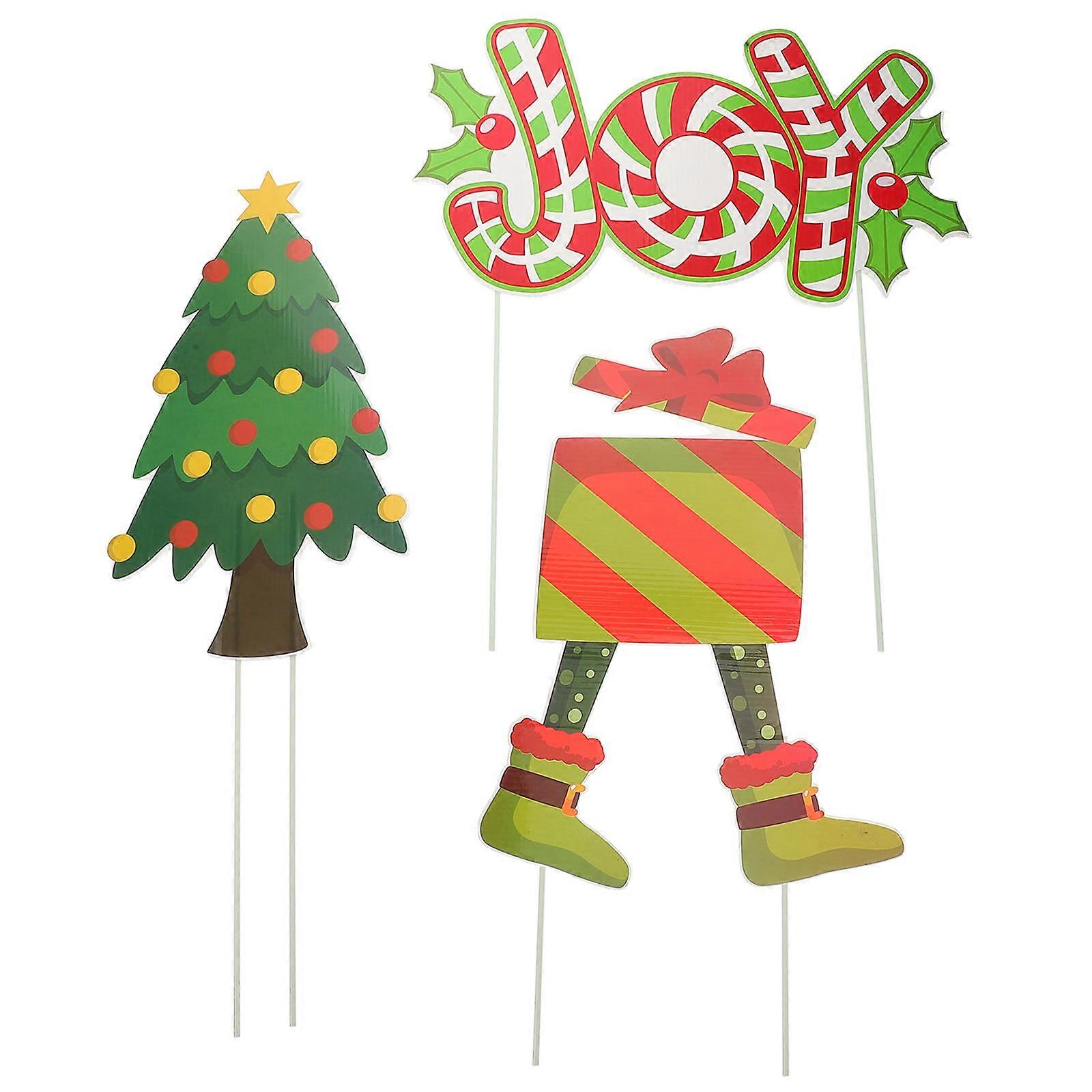 Here's a refined and engaging product description based on your input:
 
**3pcs Christmas Sign Stakes – Snowman & Santa Holiday Lawn Decor for