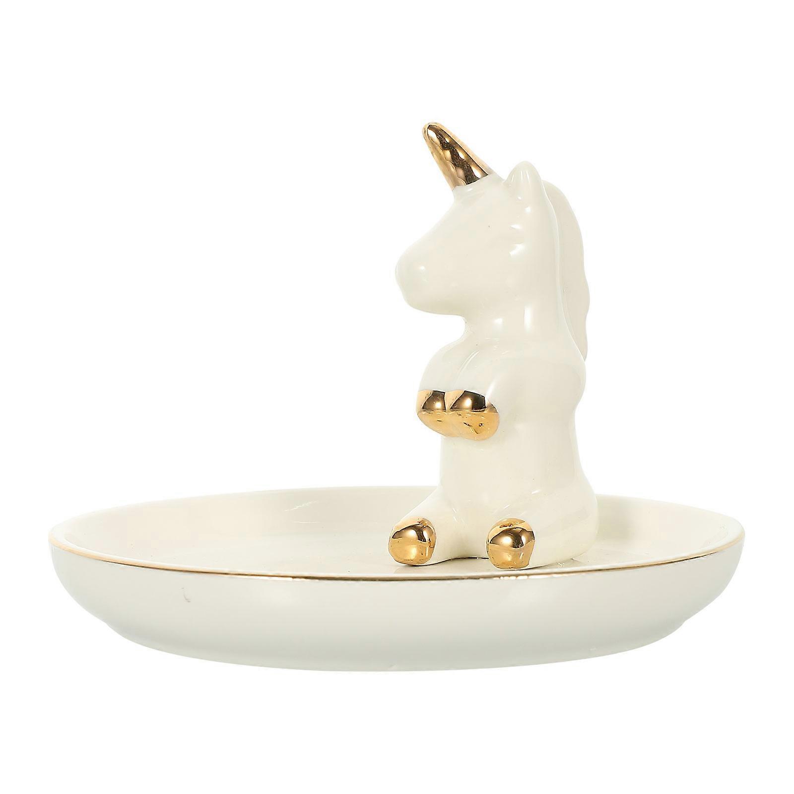 Ivory Ceramic Jewelry Tray for Storage Simple Elegant Design Safe Multi-function 1 Piece