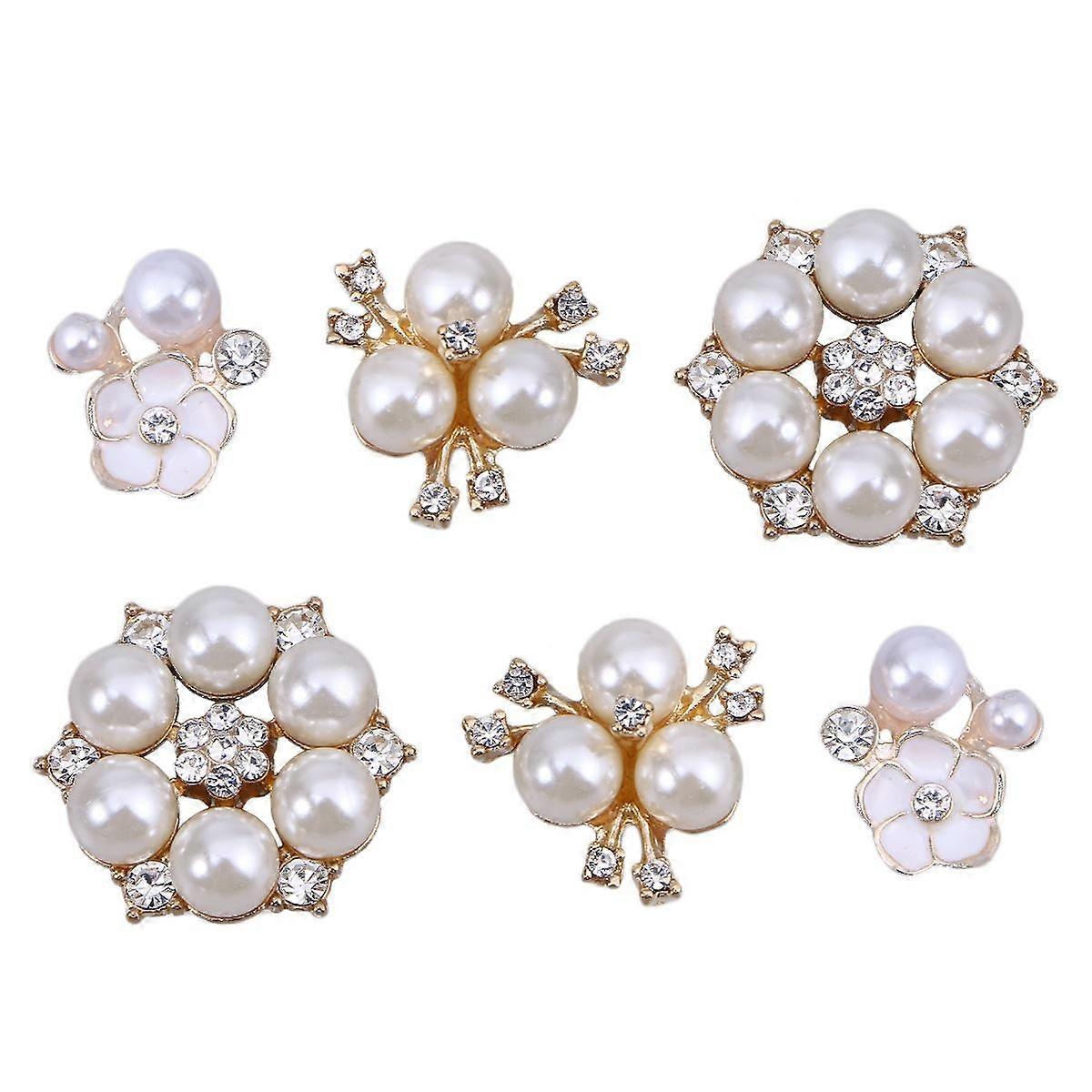 Rhinestone Flower Embellishments Alloy Pearl For Bridal Hair Clip Wedding Invitations Ring Bearer Pillow 2.5x2.5x0.7cm 30Pcs