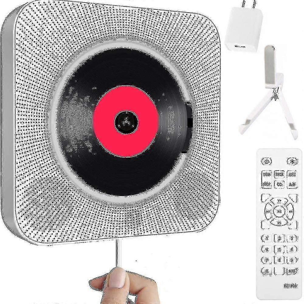 Portable Cd Player With Bluetooth - Wall Mountable Home Audio With Fm Radio And Remote Control Black Friday 2023