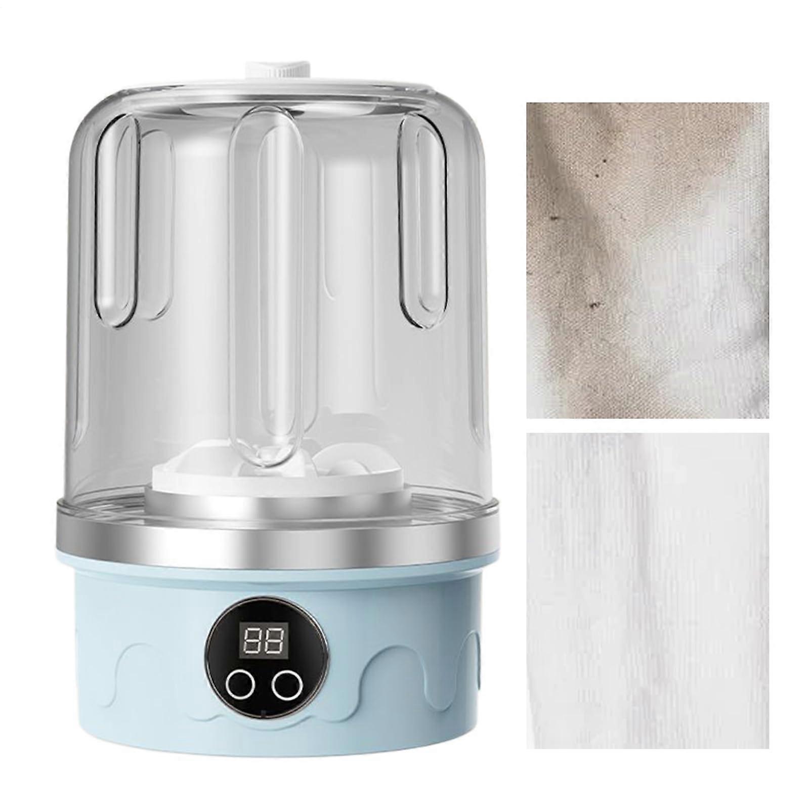 Small portable washing machine, cordless, quiet, efficient with 3 modes for socks, towels, delicate fabrics, Blue