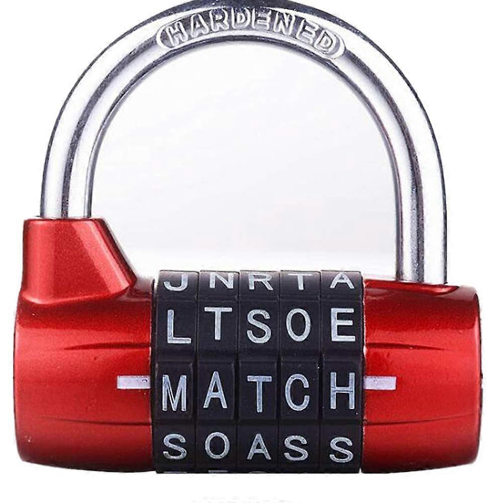 5 Letters Password Lock Security Padlock - Wide Combination Lock for Gym Storage Cabinets and Trumpet Cases