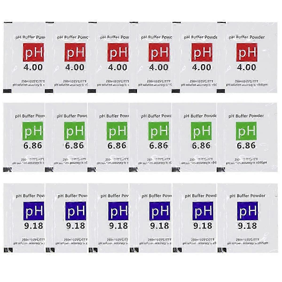 18 Pack PH Meter Buffer Solution Powder 6.86/4.00/9.18, PH Calibration Solution Packets for Precise 2025