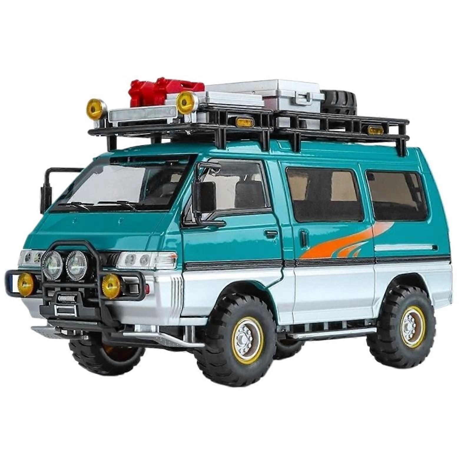1:24 Scale Model Car of Mitsubishi Delica Offroad MPV with 4WD, DieCast Metal Model with Sound and Light, ReadyMade Car Model (Green Box)
